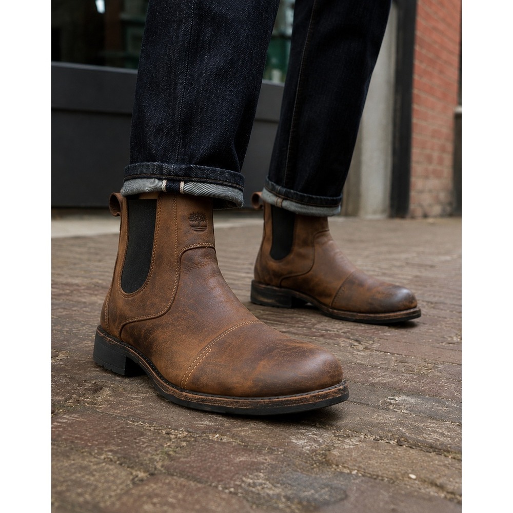 Timberland Earthkeepers City Cap Toe Chelsea Boots Leather Brown Men 10.5